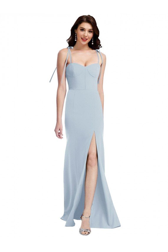 Bustier Style Crepe Bridesmaid Dress / Prom Dress with Bow Straps Essex