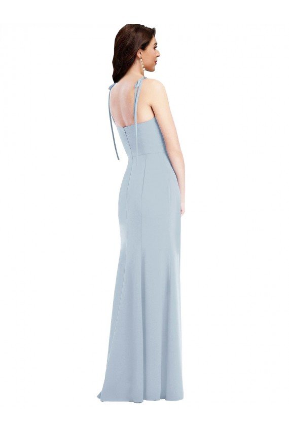 Bustier Style Crepe Bridesmaid Dress / Prom Dress with Bow Straps Essex