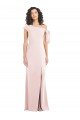 Off the Shoulder Tie Detail Trumpet Formal Crepe Bridesmaid Dress / Prom Dress with Front Slit Essex