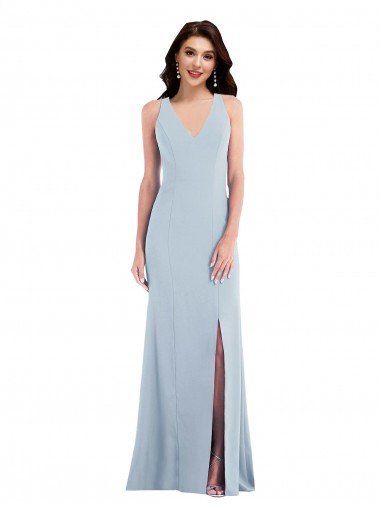 Criss Cross Cutout Back Maxi Bridesmaid Dress / Prom Dress with Front Slit Essex