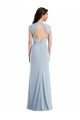 Cap Sleeve Open Back Trumpet Formal Crepe Bridesmaid Dress / Prom Dress with Front Slit Essex