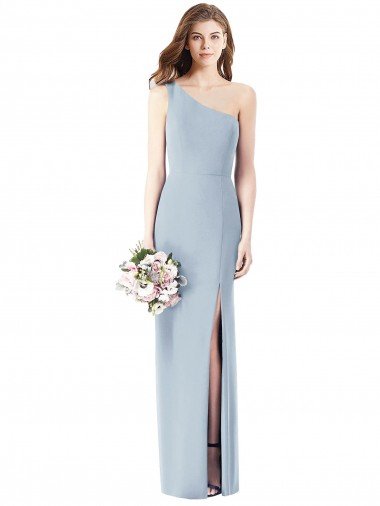 One Shoulder Crepe Trumpet Bridesmaid Dress / Prom Dress with Front Slit Essex