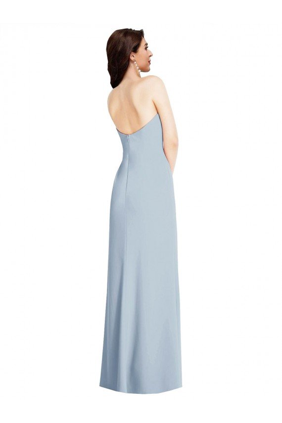 Strapless Scoop Back Maxi Formal Crepe Bridesmaid Dress / Prom Dress with Front Slit Essex