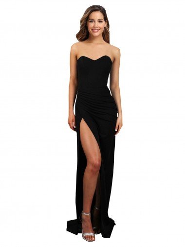 Corset Style Strapless Formal Crepe Bridesmaid Dress / Prom Dress with High Split Essex