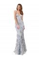 Silver V-Neckline Backless Floral Patterned Sequin Formal Bridesmaid Dress / Prom Dress Essex