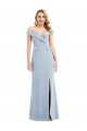 Off the Shoulder Tuxedo Maxi Bridesmaid Dress / Prom Dress with Front Slit Essex