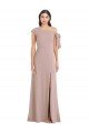 Off the Shoulder Tie Detail Maxi Formal Crepe Bridesmaid Dress / Prom Dress with Front Slit Essex