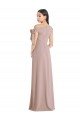 Off the Shoulder Tie Detail Maxi Formal Crepe Bridesmaid Dress / Prom Dress with Front Slit Essex