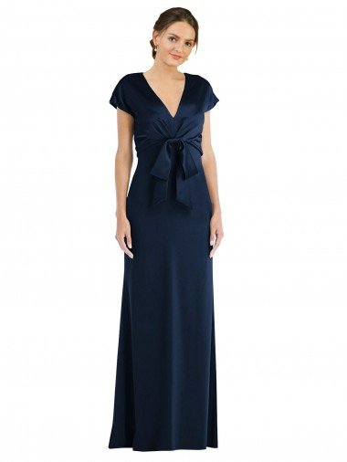Soft Bow Blouson Bodice Trumpet Formal Crepe Bridesmaid Dress / Prom Dress Essex