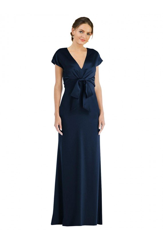 Soft Bow Blouson Bodice Trumpet Formal Crepe Bridesmaid Dress / Prom Dress Essex