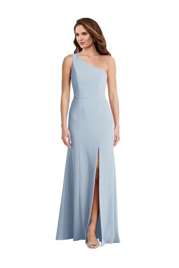 Bold One Shoulder Trumpet Maxi Formal Crepe Bridesmaid Dress / Prom Dress Essex