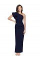 Ruched Floor Length Long Formal Crepe Bridesmaid Dress / Prom Dress with Shoulder Ruffles Essex