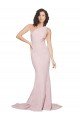 Long Sweep Train One Shoulder Crepe Bridesmaid Dress / Prom Dress with Side Leg Split Essex