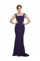 Square Neck Long Sweep Train Crepe Bridesmaid Dress / Prom Dress with Thick Straps Essex