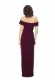Fitted Full Length Off the Shoulder Formal Crepe Bridesmaid Dress / Prom Dress with Side Split and Waist Tie Essex