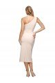 Midi Length One Shoulder Formal Crepe Bridesmaid Dress / Cocktail Prom Dress with Thigh High Side Split Essex
