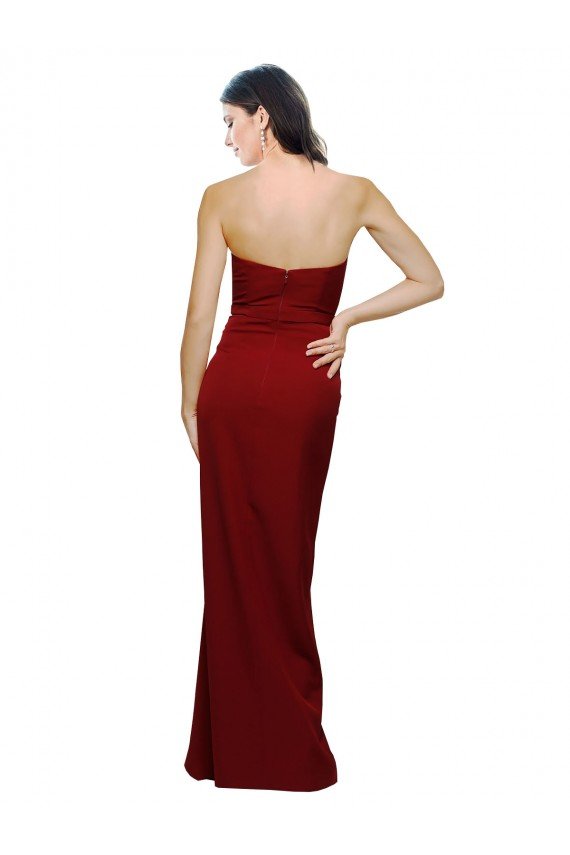 Straight Pencil Skirt Long Sweetheart Formal Crepe Bridesmaid Dress / Prom Dress with High Side Split Essex