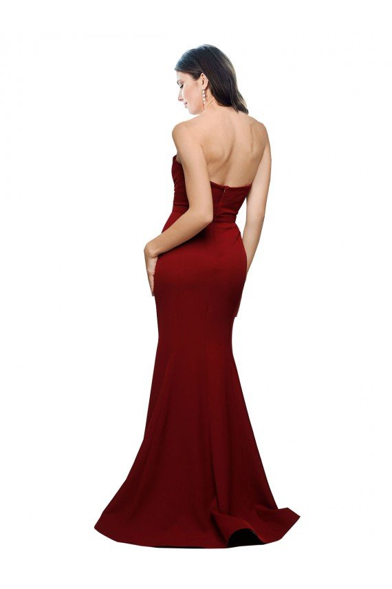 Long Full Length Sweetheart Slim Formal Crepe Bridesmaid Dress / Prom Dress with Strapless Bodice Essex