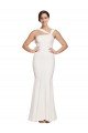 Full Length Square Neck Formal Crepe Bridesmaid Dress / Prom Dress with Asymmetrical Straps and Bow Back Essex