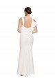 Full Length Square Neck Formal Crepe Bridesmaid Dress / Prom Dress with Asymmetrical Straps and Bow Back Essex