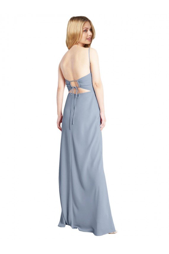 Straight Neckline Crepe Slip Bridesmaid Dress / Prom Dress with Strappy Back Essex