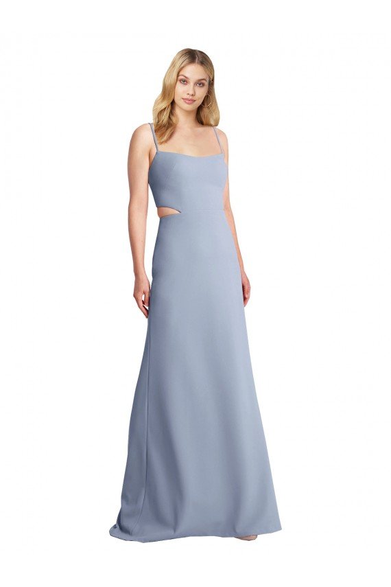 Feminine Scoop Neckline Long Crepe Slip Bridesmaid Dress / Prom Dress  Essex