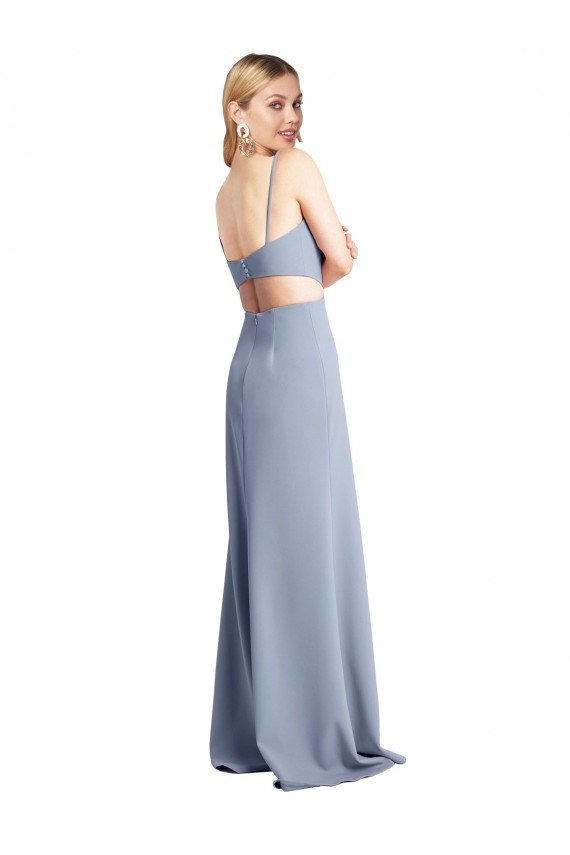 Feminine Scoop Neckline Long Crepe Slip Bridesmaid Dress / Prom Dress  Essex