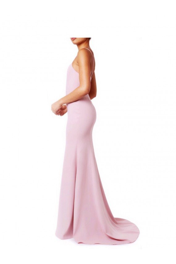 Square Neck Criss Cross Open Back Slim Crepe Bridesmaid Dress / Prom Dress with Spaghetti Straps Essex