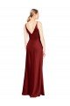 Full Length Long Formal Stretch Satin Slip Bridesmaid Dress / Prom Dress V-Back Essex