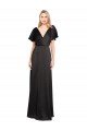 Cap Sleeves Open Back Long Formal Stretch Satin Bridesmaid Dress / Prom Dress Essex