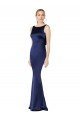 Sheath High Neck Formal Stretch Satin Bridesmaid Dress / Prom Dress Low Back Essex