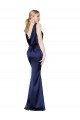 Sheath High Neck Formal Stretch Satin Bridesmaid Dress / Prom Dress Low Back Essex