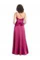 Sleek One Shoulder A-Line Long Formal Stretch Satin Bridesmaid Dress / Prom Dress with Spaghetti Straps Back Essex