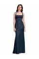 Square Neck A-Line Long Formal Stretch Satin Bridesmaid Dress / Prom Dress with Wide Straps Essex
