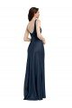 Square Neck A-Line Long Formal Stretch Satin Bridesmaid Dress / Prom Dress with Wide Straps Essex