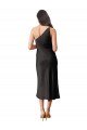 Sleek One Shoulder Midi Length Short Cocktail Formal Stretch Satin Slip Bridesmaid Dress / Prom Dress Essex