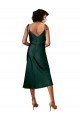 Spaghetti Straps Tie Shoulders Cowl Neck Short Midi Length Formal Stretch Satin Cocktail Bridesmaid Dress / Prom Dress Essex