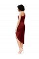 One Shoulder Cocktail Midi Length Short Formal Stretch Satin Wrap Style Bridesmaid Dress / Prom Dress Essex