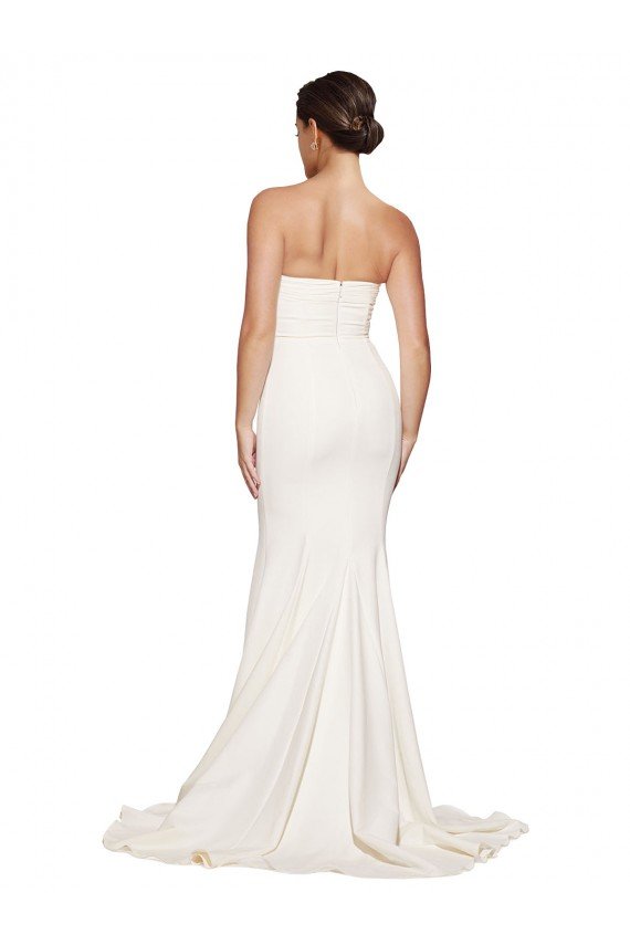 Strapless Cowl Neck Sweep Train Formal Stretch Satin Bridesmaid Dress / Prom Dress Essex
