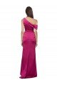 Off the Shoulder Short Sleeves Formal Stretch Satin Bridesmaid Dress / Prom Dress with Side Slit Essex