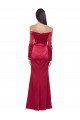 Long Sleeves Off the Shoulder Formal Stretch Satin Bridesmaid Dress / Prom Dress with High Side Split Essex