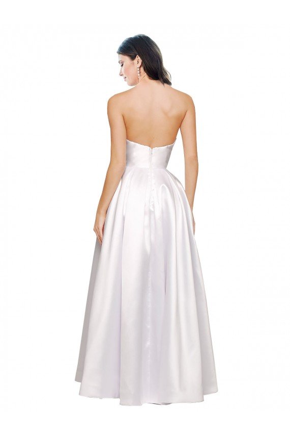 Full Length Strapless V-Cutout Formal Stretch Satin Bridesmaid Dress / Prom Dress Essex