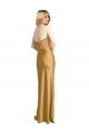 Sleek Strapless Long A-Line Formal Stretch Satin Bridesmaid Dress / Prom Dress Essex