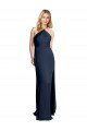 Halter Neckline Long Formal Stretch Satin Bridesmaid Dress / Prom Dress with Strappy Back and Side Slit Essex