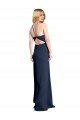 Halter Neckline Long Formal Stretch Satin Bridesmaid Dress / Prom Dress with Strappy Back and Side Slit Essex