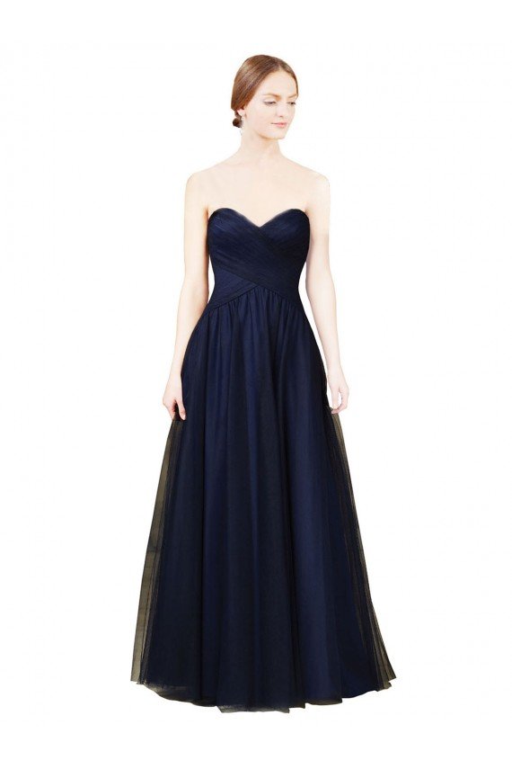 Draped Bodice Sweeheart Long Tulle Bridesmaid Dress Essex
