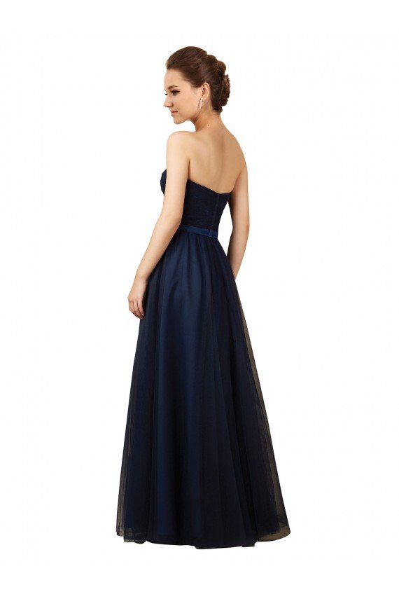 Elegant Lace and Tulle Long Strapless Bridesmaid Dress Essex