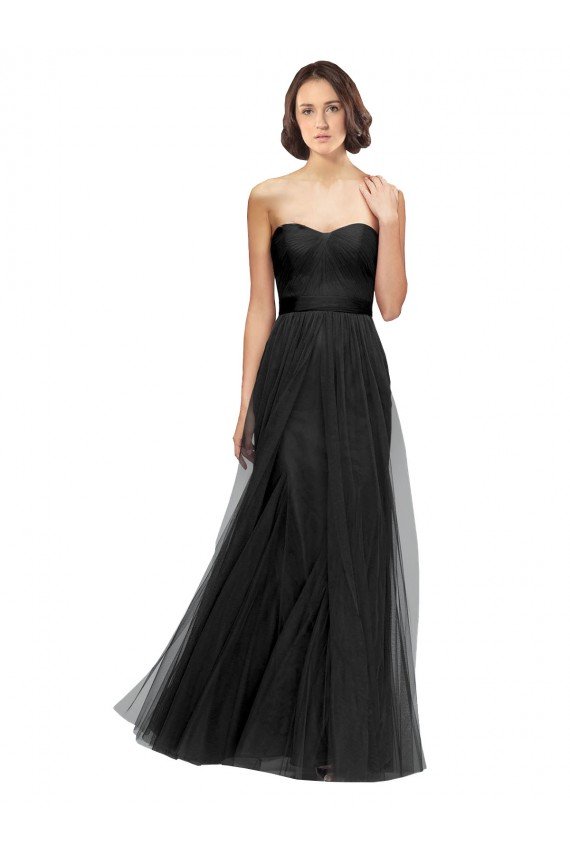 Long Tulle Bridesmaid Dress with Sweetheart Neckline and Belt Essex