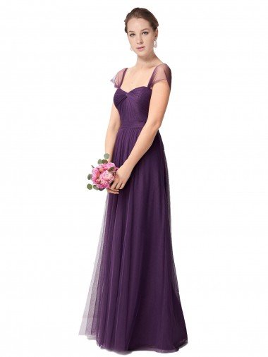 Full Length Long Tulle Bridesmaid Dress with Sweetheart Neckline Essex