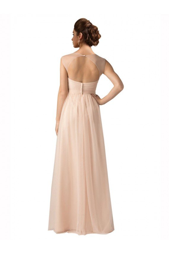 Illusion Sleeves Tulle Bridesmaid Dress with Shirred Bodice and Sweetheart Neckline Essex
